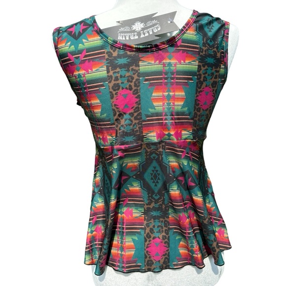 CRAZY TRAIN River Bend Tankini Swimsuit Top NWT Western Aztec Lined Medium - Picture 2 of 6